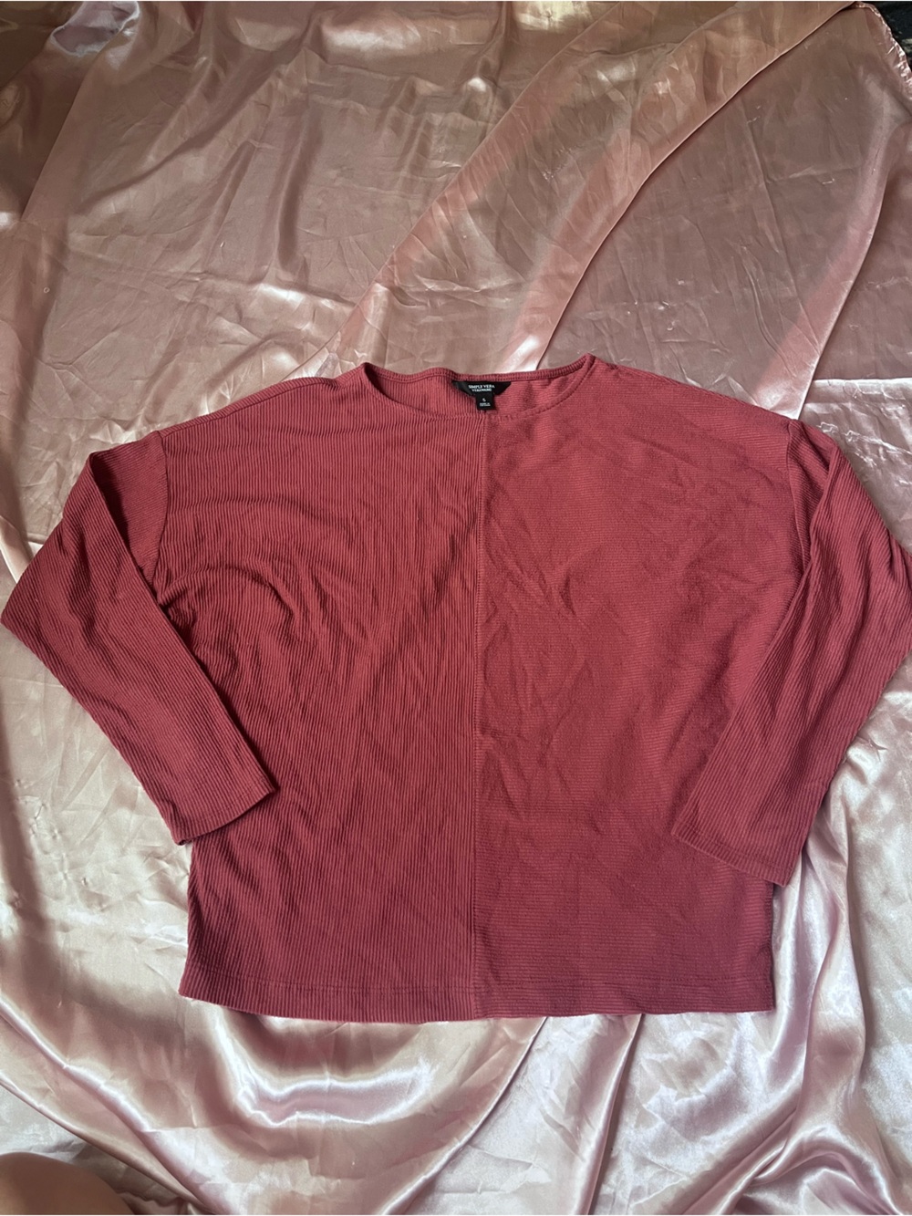 Simply Vera Vera Wang Ribbed Long Sleeve Top in Dusty Rose